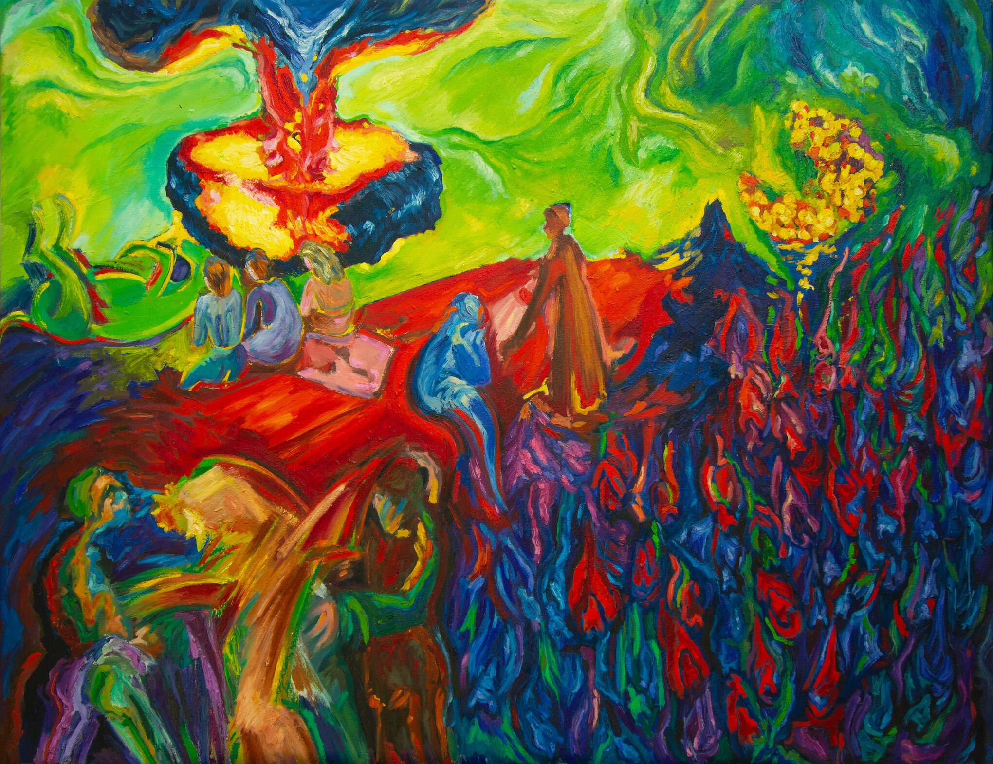 Tirarse de cabeza al cielo Oil on canvas 90x117 cm (35.4×46.1 in)